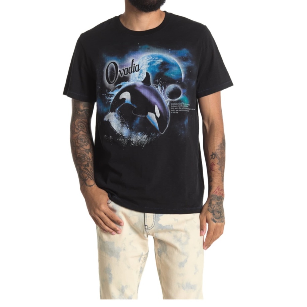 Ovadia Killer Whale Graphic T-Shirt Bible Verse S